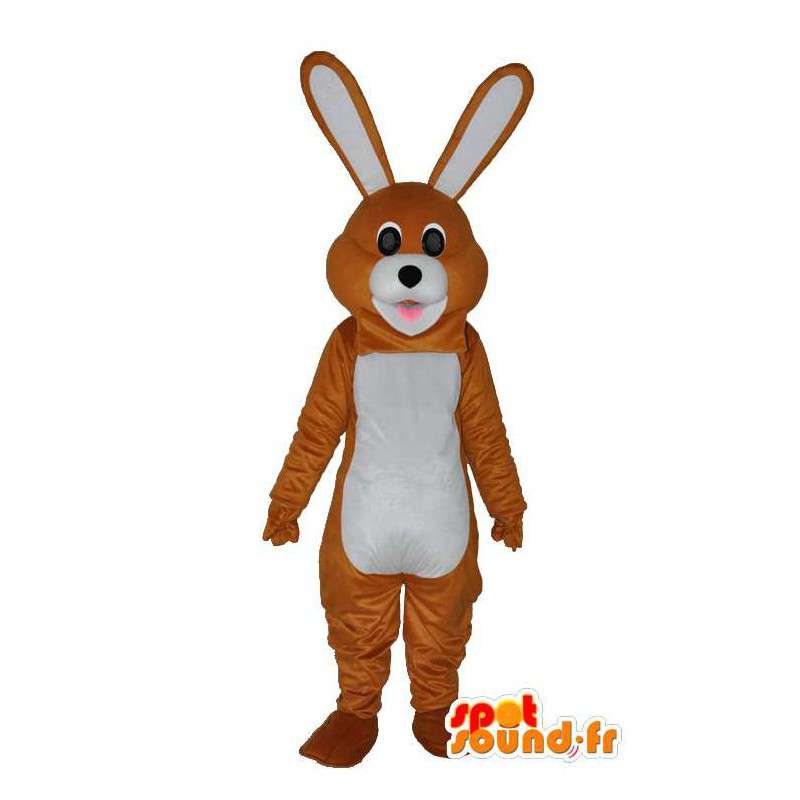 Bruin en wit konijn mascotte - Bunny Costume - MASFR004060 - Mascot konijnen