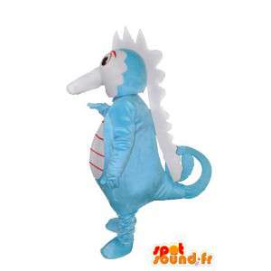 Mascotte d'Hippocampe en peluche bleu ciel rouge et blanc  - MASFR004061 - Mascottes de l'océan