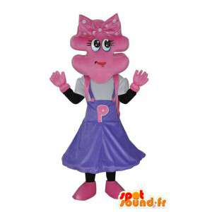 Caráter menina mascote rosa de pelúcia - MASFR004063 - Mascotes Boys and Girls
