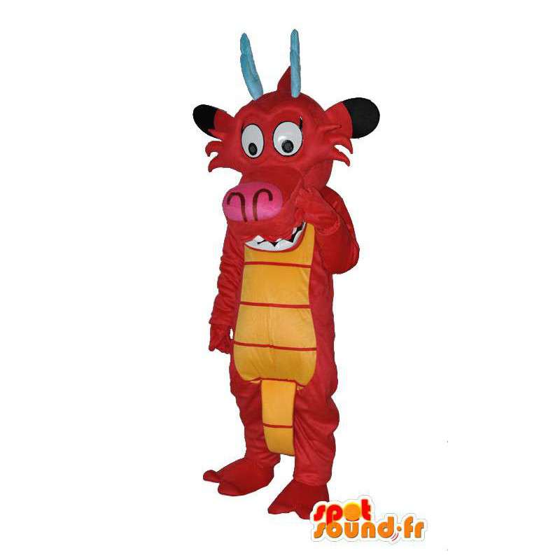 Rood en geel mascotte rundvlees - rundvlees vermomming - MASFR004065 - koe Mascottes