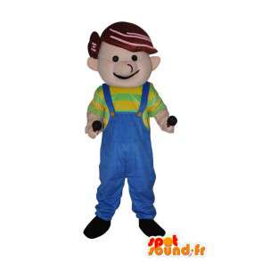 Man mascotte met blauwe bib broek - MASFR004075 - man Mascottes