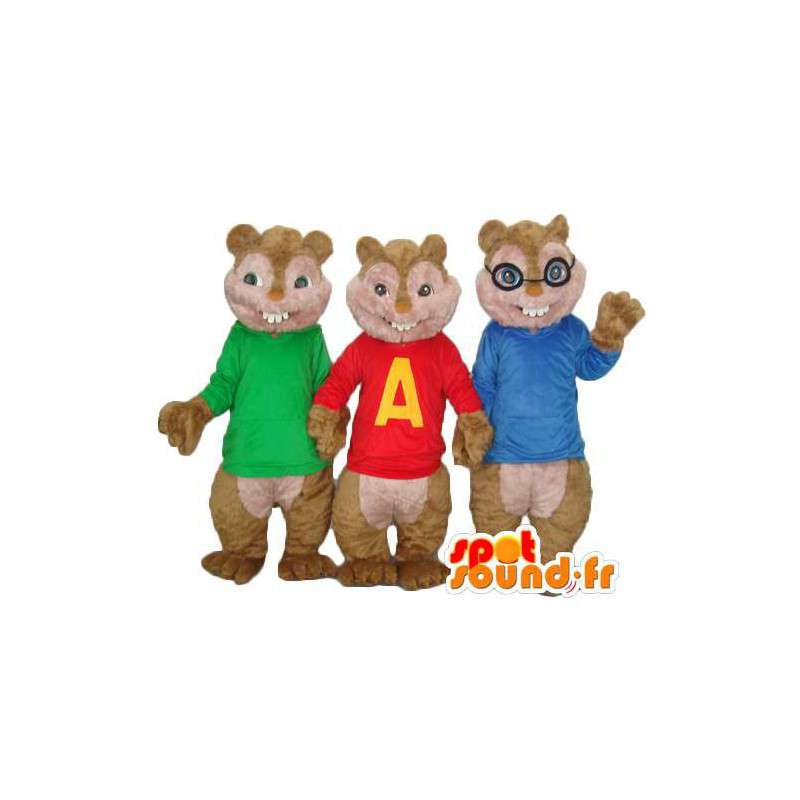 Kostuum Trio Chipmunks - Chipmunks Mascot - MASFR004091 - Mascottes Les Chipmunks