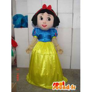 Costume d’une jeune fille en robe bleue et jaune - MASFR004098 - Mascottes Garçons et Filles