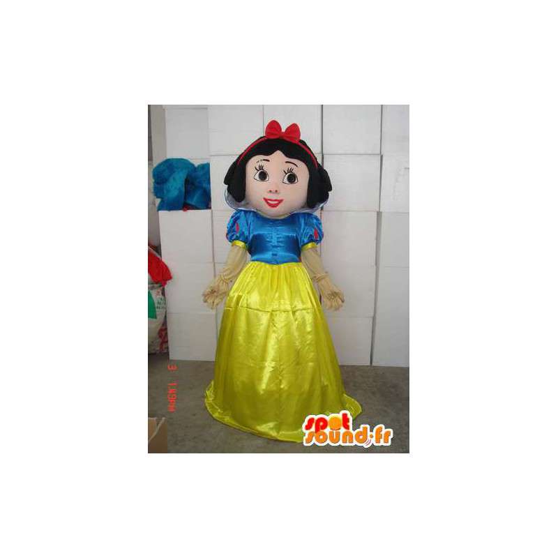 Costume d’une jeune fille en robe bleue et jaune - MASFR004098 - Mascottes Garçons et Filles