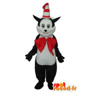 Kat kostume med keglehat og rød slips - Spotsound maskot