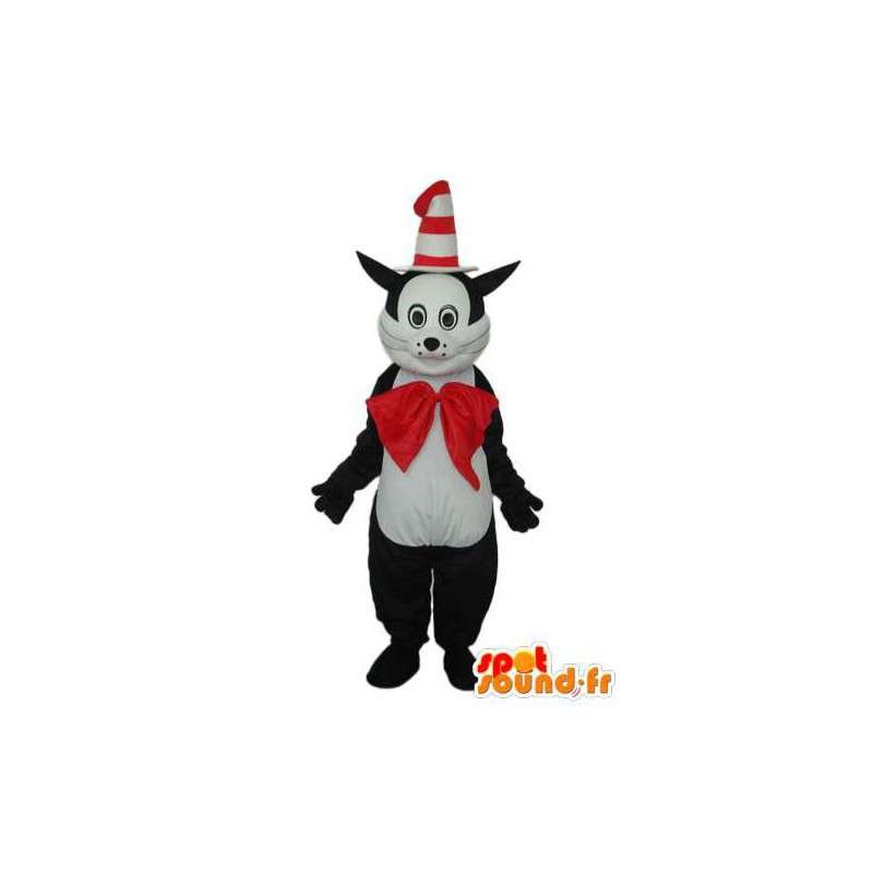 Cat costume hat cone and bow-tie red - MASFR004103 - Cat mascots