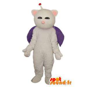 White Cat Costume antenne og fiolett kappe - MASFR004105 - Cat Maskoter