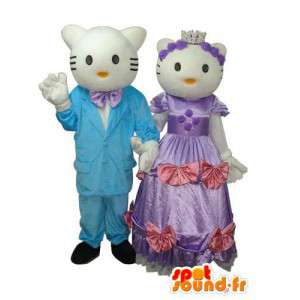 Duo mascottes vertegenwoordigen Hallo en Daniel - MASFR004114 - Hello Kitty Mascottes