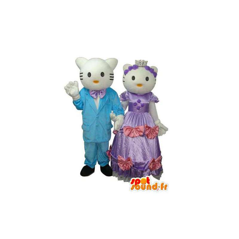 Duo mascottes vertegenwoordigen Hallo en Daniel - MASFR004114 - Hello Kitty Mascottes