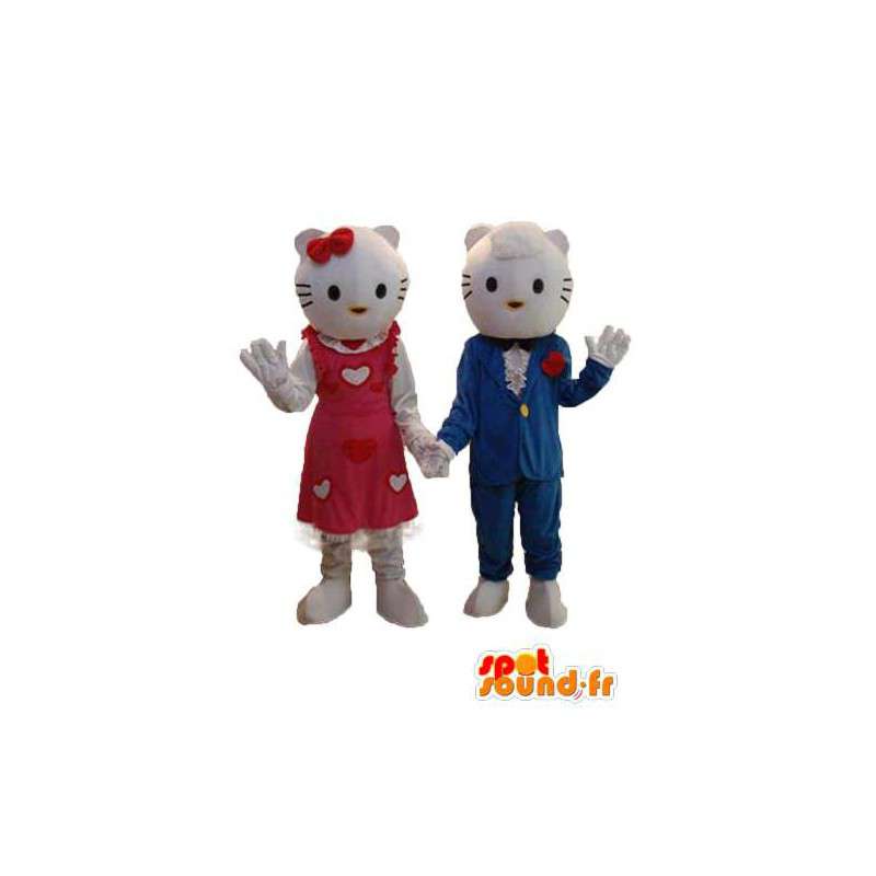 Duo mascottes vertegenwoordigen Hallo en vriendje - MASFR004117 - Hello Kitty Mascottes