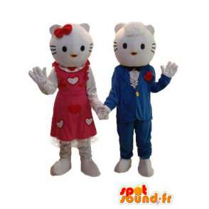 Duo mascottes vertegenwoordigen Hallo en vriendje - MASFR004117 - Hello Kitty Mascottes