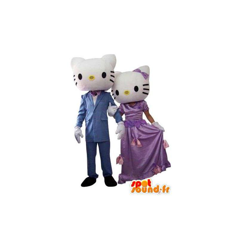 Duo maskoter som representerer Hei og hennes forlovede - MASFR004121 - Hello Kitty Maskoter
