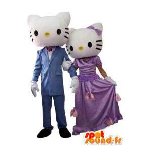 Duo mascottes vertegenwoordigen Hallo en haar verloofde - MASFR004121 - Hello Kitty Mascottes