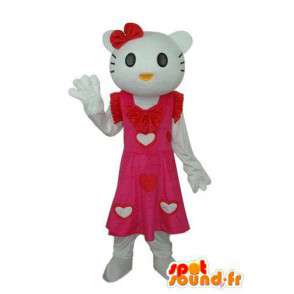 Costume Hallo vertegenwoordiger in roze jurk met witte hartjes - MASFR004122 - Hello Kitty Mascottes