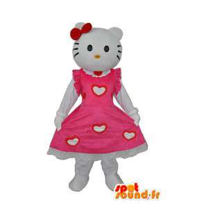 Maskot Hello v růžových šatech - přizpůsobitelný - MASFR004128 - Hello Kitty Maskoti