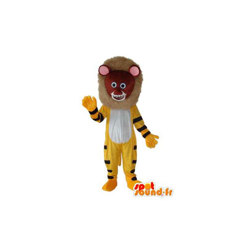 Løve maskot plysj gul og sort brun  - MASFR004209 - Lion Maskoter
