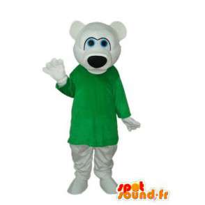 Eisbär-Maskottchen mit grünen T-Shirt - Bär Kostüm - MASFR004226 - Bär Maskottchen