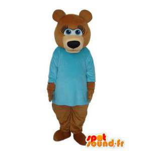 Brun bamse maskot - blå t-shirt - Spotsound maskot
