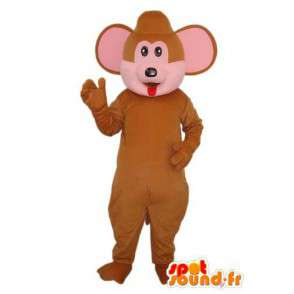 La mascota del ratón de color marrón y rosa - traje de ratón - MASFR004233 - Mascota del ratón