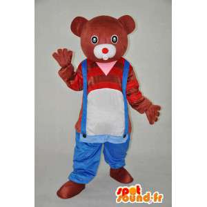 Oso de la mascota con pantalones marrones y rojos con las ligas - MASFR004234 - Oso mascota