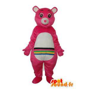 Mascot Plüsch rosa Kaninchen weiß mit Multicolor-Streifen - MASFR004237 - Hase Maskottchen