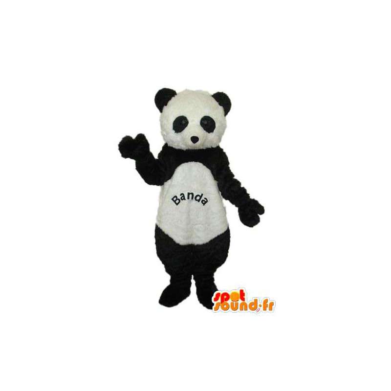 Panda mascote de pelúcia preto e branco - roupa panda  - MASFR004249 - pandas mascote