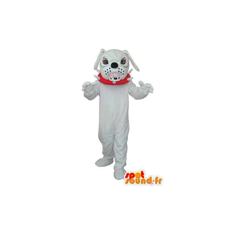 Vit bulldog maskot - plysch bulldog kostym - Spotsound maskot