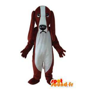 Cão mascote marrom e branco - fantasia de cachorro  - MASFR004255 - Mascotes cão