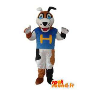 Dog costume brown, white and black - Blue T-Shirt - MASFR004259 - Dog mascots