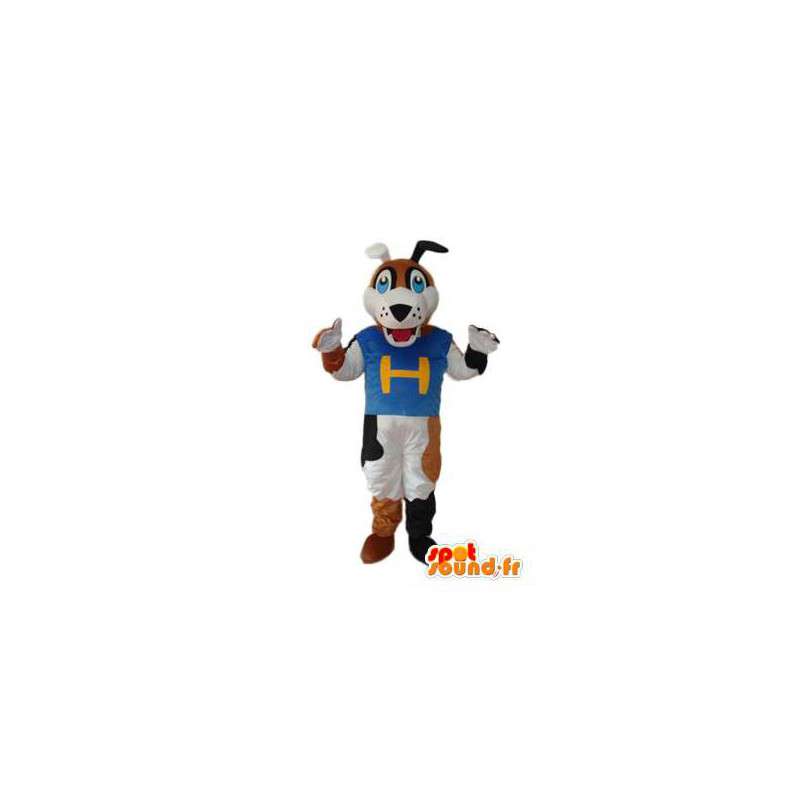 Dog costume brown, white and black - Blue T-Shirt - MASFR004259 - Dog mascots