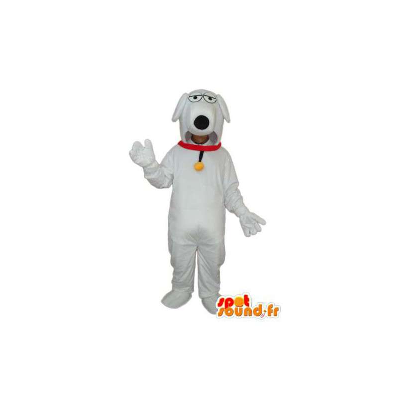 Cão branco mascote velho Unido - terno cão - MASFR004261 - Mascotes cão