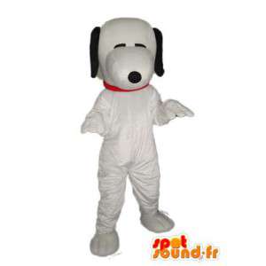 無地の白い犬のコスチューム-黒い耳-MASFR004268-犬のマスコット