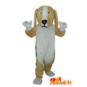 Beige og hvid plys hundemaskot - Spotsound maskot