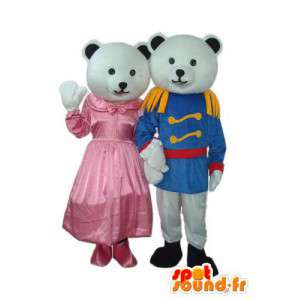 Couple de mascottes ours blancs - Déguisement d'ours - MASFR004281 - Mascotte d'ours