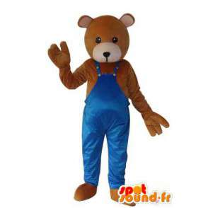Brown bear costume with blue pants with suspenders  - MASFR004294 - Bear mascot