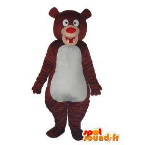 Mascota del oso marrón blanco - llevar traje - MASFR004296 - Oso mascota