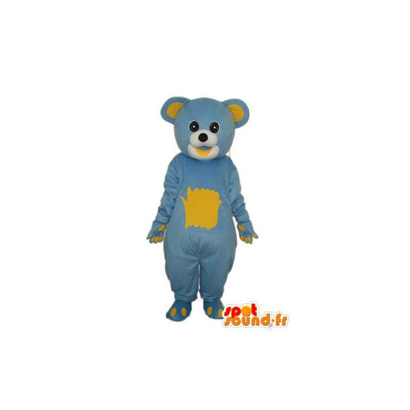 Himmelblå og gul bamse kostume - Spotsound maskot