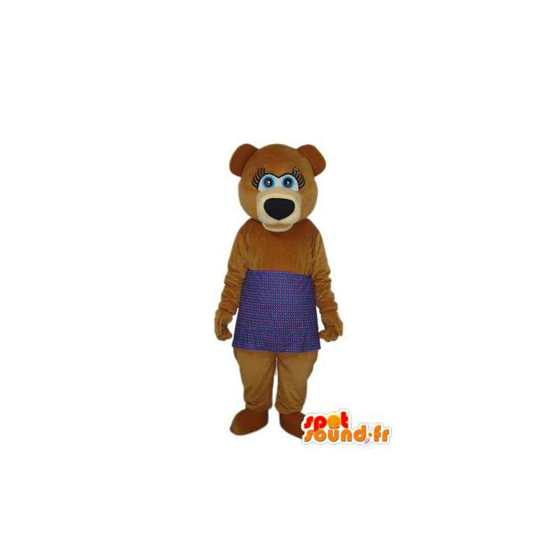 Brown bear mascot with blue cloth - Bear Costume  - MASFR004299 - Bear mascot