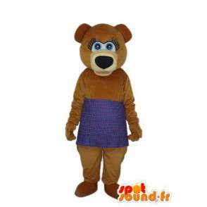 Brown bear mascot with blue cloth - Bear Costume  - MASFR004299 - Bear mascot