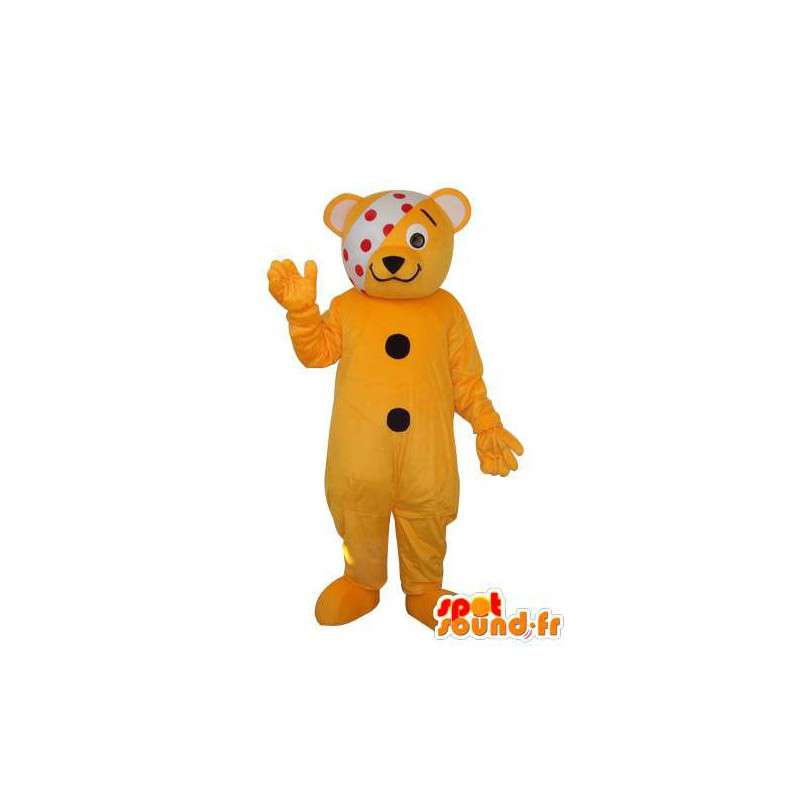 Mascot teddy bear yellow with two black dots - MASFR004304 - Bear mascot