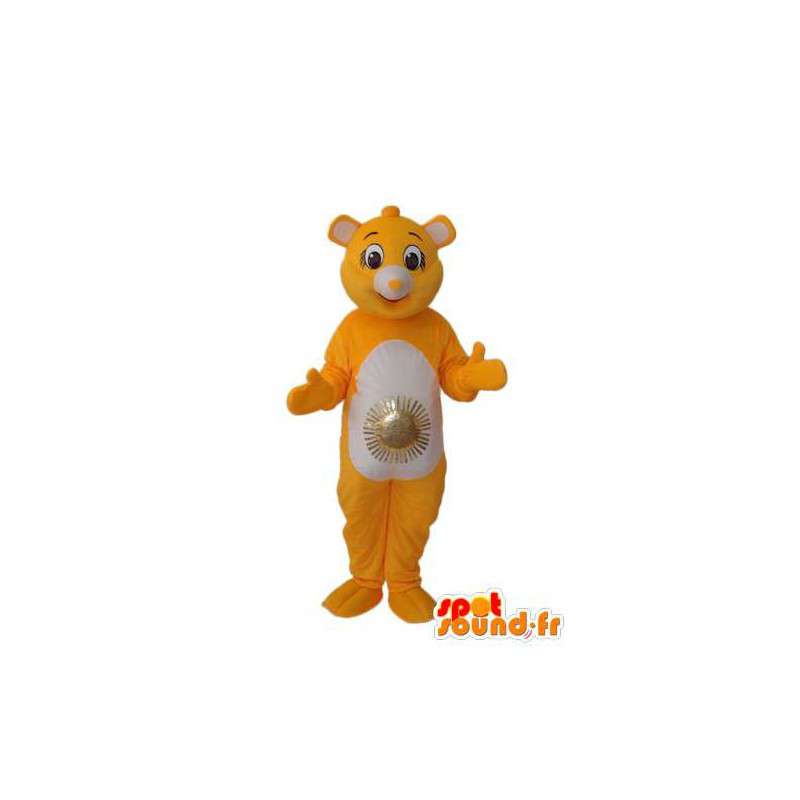 Mascote do ursinho amarelo e branco - fantasia de urso - MASFR004310 - mascote do urso