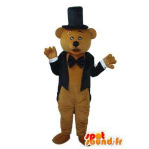 Brun bamse kostume med sort jakke - Spotsound maskot