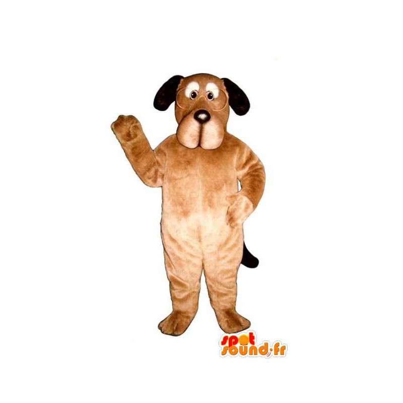 Beige hond mascotte bril. Dog Costume - MASFR004504 - Dog Mascottes