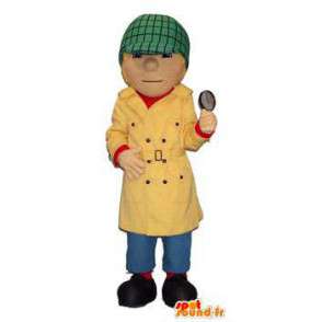 Mascotte de détective en manteau jaune et casquette verte - MASFR004505 - Mascottes Homme