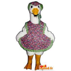 Goose mascot dressed in a flowered dress - MASFR004517 - Mascots of plants
