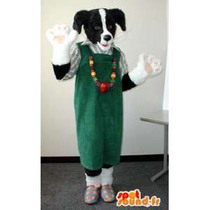 Musta ja valkoinen koira maskotti. koira puku Teddy - MASFR004525 - koira Maskotteja