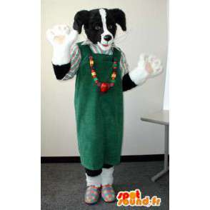 Mascotte de chien noir et blanc. Costume de chien en peluche - MASFR004525 - Mascottes de chien