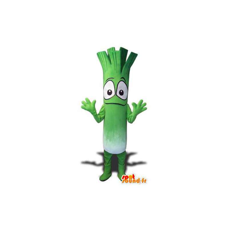 Mascot puerro gigante verde y blanco. Puerro vestuario - MASFR004535 - Mascota de verduras