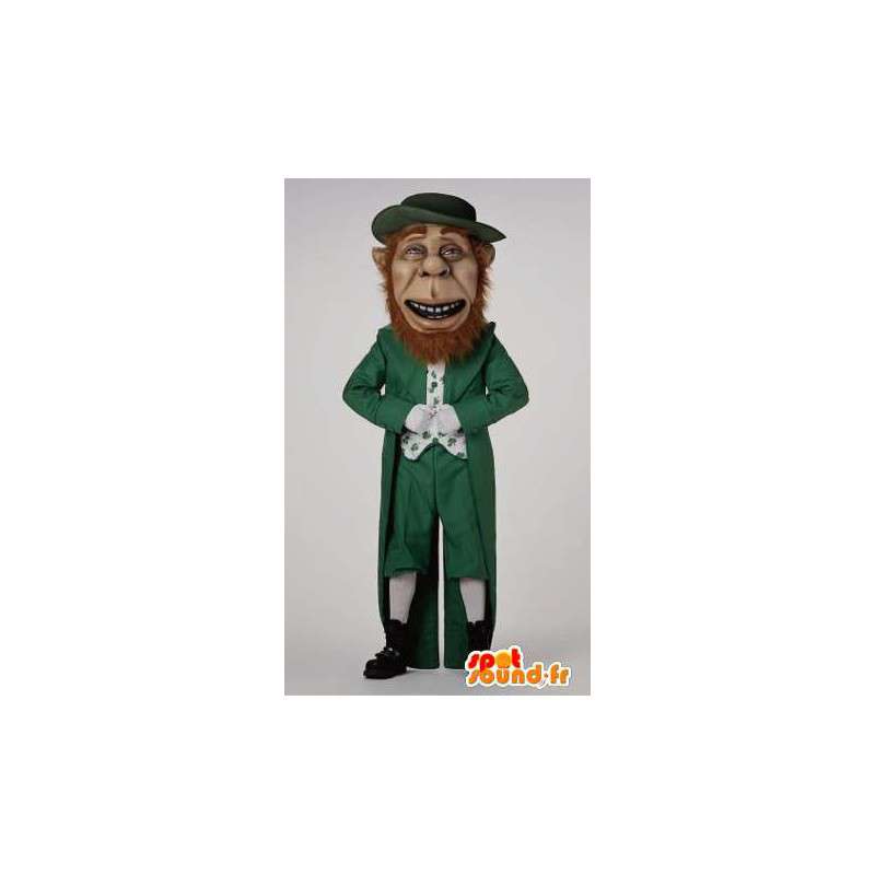 Groen en wit Ierse kabouter mascotte - MASFR004538 - Kerstmis Mascottes