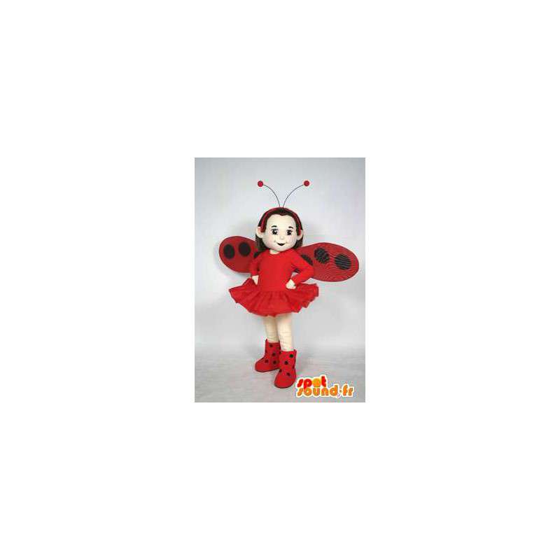 Jente maskot kledd som en marihøne. Ladybug Costume - Maskoter for gutter og jenter - MASFR004551 - SpotSound.fr